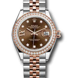 Rolex Steel and Everose Gold Rolesor Lady-Datejust 28 Watch - Diamond Bezel - Chocolate Diamond Star Dial - Jubilee Bracelet - 279381RBR cho9dix8dj