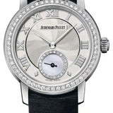 Audemars Piguet Jules Audemars 28 mm Small Seconds White Gold Silver Roman Dial & Diamond Bezel Silk Bracelet - 77228BC.ZZ.A001MR.01