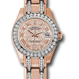 Rolex Everose Gold Lady-Datejust Pearlmaster 29 Watch - 34 Diamond Bezel - Mother-Of-Pearl And Pink Gold Lotus Flower Motif Roman Dial - 80285.74945 mfldr