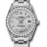 Rolex White Gold Datejust Pearlmaster 34 Watch - 34 Diamond Bezel - White Mother-Of-Pearl Diamond Dial - 81159 md