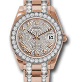 Rolex Everose Gold Datejust Pearlmaster 34 Watch - 32 Diamond Bezel - Diamond Paved Roman Dial - 81285 dprdp