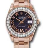 Rolex Everose Gold Datejust Pearlmaster 34 Watch - 32 Diamond Bezel - Purple Roman Dial - 81285 pudr6p