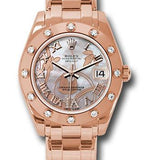 Rolex Everose Gold Datejust Pearlmaster 34 Watch - 12 Diamond Bezel - Goldust Dream Roman Dial - 81315 gdddr