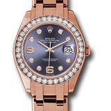 Rolex Everose Gold Datejust Pearlmaster 39 Watch - 36 Diamond Bezel - Aubergine Diamond Dial - 86285 aubd