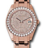 Rolex Everose Gold Datejust Pearlmaster 39 Watch - 36 Diamond Bezel - Diamond Paved Roman Dial - 86285 dpr