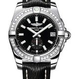 Breitling Galactic 36 Automatic Watch - Stainless Steel - Black Dial - Black Calfskin Leather Strap - Tang Buckle - A37330531B1X1