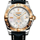 Breitling Galactic 36 Automatic Watch - Steel and 18K Rose Gold - Mother-Of-Pearl Dial - Blue Calfskin Leather Strap - Tang Buckle - C37330121A2X1