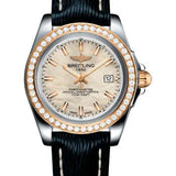Breitling Galactic 32 Sleek Watch - Steel and 18K Rose Gold - Mother-Of-Pearl Dial - Blue Calfskin Leather Strap - Tang Buckle - C71330531A1X1