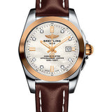 Breitling Galactic 29 Sleek Watch - Steel & rose Gold - Pearl Diamond Dial - Brown Leather Strap - Tang Buckle - C7234812/A792/484X/A12BA.1
