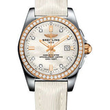 Breitling Galactic 29 Sleek Watch - Stainless Steel - Mother-Of-Pearl Dial - White Calfskin Leather Strap - Tang Buckle - C72348531A1X1