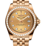 Breitling Breitling Galactic 32 Sleek Watch - Rose Gold - Diamond Bezel - Champagne Diamond Dial - Pilot Bracelet - H7133053/H550/792H