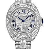 Cartier Cle De Cartier Watch - 31 mm White Gold Diamond Case - Diamond Bezel - Silver Diamond Dial - HPI00980