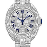 Cartier Cle De Cartier Watch - 35 mm White Gold Diamond Case - Diamond Bezel - Silver Diamond Dial - Diamond Bracelet - HPI00981