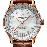 Breitling Navitimer Automatic 35 Watch - 18K Red Gold - Mother-Of-Pearl Dial - Brown Alligator Leather Strap - Tang Buckle - R17395211A1P1