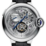 Cartier Ballon Bleu Flying Tourbillon Watch - 46.40 mm White Gold Case - Satin Brushed Dial - Black Alligator Strap - W6920081