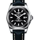 Breitling Galactic 29 Sleek Watch - Steel and Tungsten - Black Dial - Blue Calfskin Leather Strap - Tang Buckle - W72348121B2X1