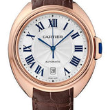 Cartier Cle de Cartier Watch - 40 mm Pink Gold Case - Silvered Dial - Brown Alligator Strap - WGCL0019