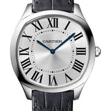 Cartier Drive de Cartier Extra Flat Watch - 38 mm White Gold Case - Silvered Dial - Grey Alligator Strap - WGNM0007