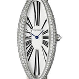 Cartier Baignoire Allongee Watch - 52 mm White Gold Diamond Case - Light Gray Strap - WJBA0009
