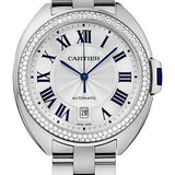 Cartier Cle De Cartier Watch - 40 mm White Gold Diamond Case - Diamond Bezel - Silver Dial - WJCL0008