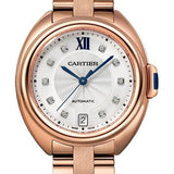 Cartier Cle de Cartier Watch - 35 mm Pink Gold Case - Silvered Flinque Diamond Dial - WJCL0033