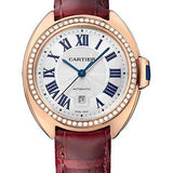 Cartier Cle de Cartier Watch - 31 mm Pink Gold Diamond Case - White Dial - Brown Alligator Strap - WJCL0047