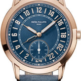 Patek Philippe Complications Calatrava 24-Hour Display Travel Time Rose Gold Blue Dial | 5224R-001