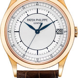 Patek Philippe Calatrava 38mm Silver Date Rose Gold Leather | 5296R-001
