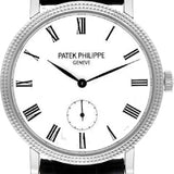 Patek Philippe Calatrava Ladies 31mm Ivory Roman Hobnail White Gold Leather Manual | 7119G-010