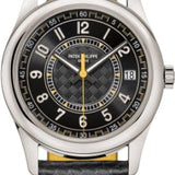 Patek Philippe Calatrava Date Sweep Seconds White Gold Black Carbon Motif Yellow Dial | 6007G-001