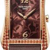 Patek Philippe Gondolo Serata Ladies White Gold Gem Set Bezel Brown Dial Quartz | 4962/200R-001