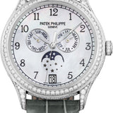 Patek Philippe Complications Annual Calendar Moon Phases White Gold White Mother of Pearl Dial Diamond Bezel 38mm  - 4948G-010