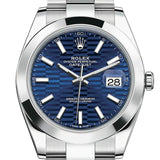 Rolex Datejust 41mm Stainless Steel Mens Watch 126334 Blue Fluted Dial with Oyster Bracelet