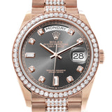 Rolex Day-Date 36 Slate Dial Diamond Bezel 18K Everose Gold Diamond President Watch 128345RBR