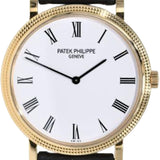 Patek Philippe Calatrava 35mm White Roman Hobnail Yellow Gold Leather - 5120J-001